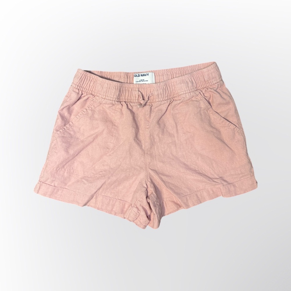 Old Navy Girls, Size L (10-12), Pink Linen Drawstring Shorts